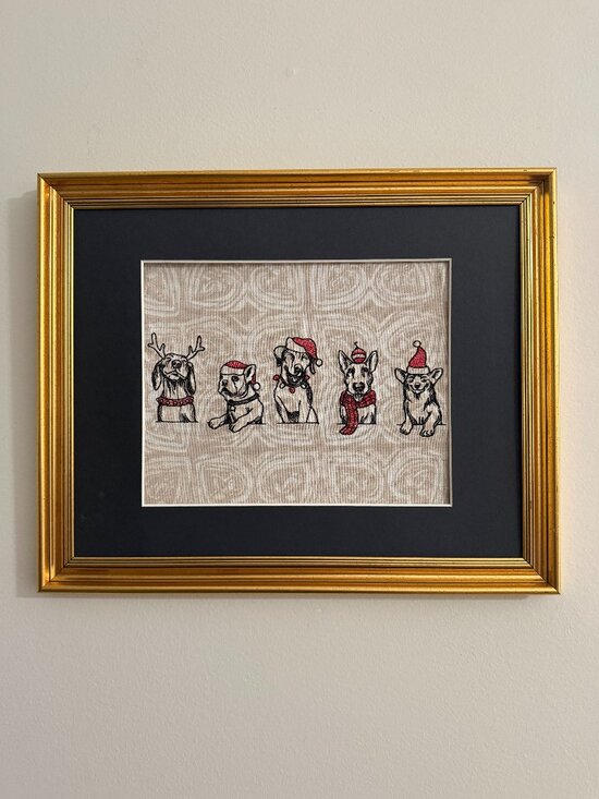 Simply Quilted Other - Homemade Holiday Dogs Framed Embroidery Art 11X14